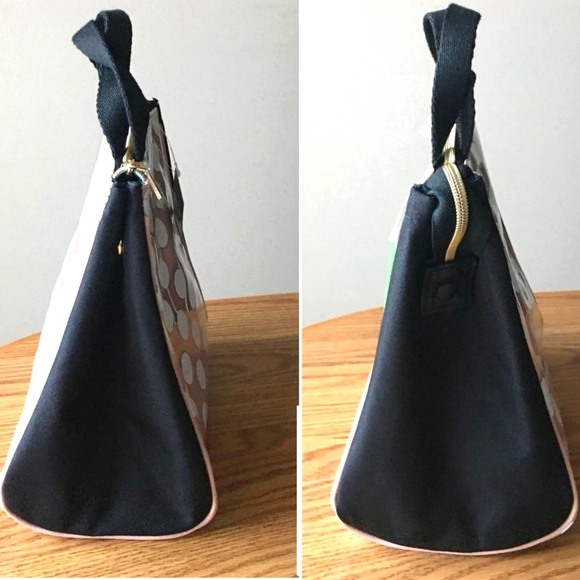 Kate Spade New York CLEAR-COATED Pink White Jumbo Dot Insulated Lunch Tote Bag - Picture 7 of 11